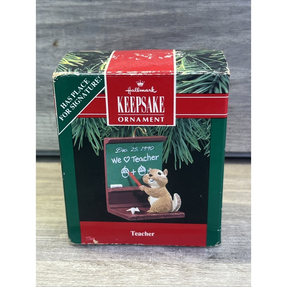 Hallmark Keepsake Christmas Ornament 1990 Teacher Chipmunk Vintage 90s